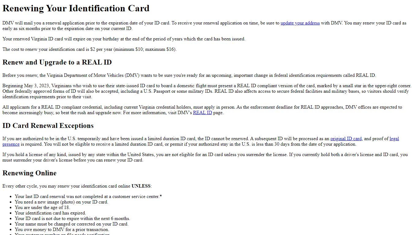 Renewing Your Identification Card - Virginia